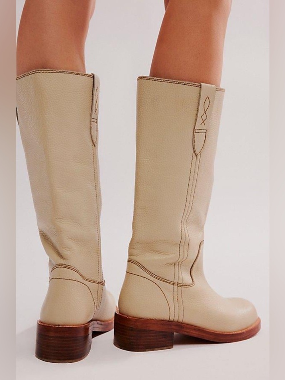 NEW FREE PEOPLE Blaze Pull On Boot in Parchment Leather Sz: 8.5